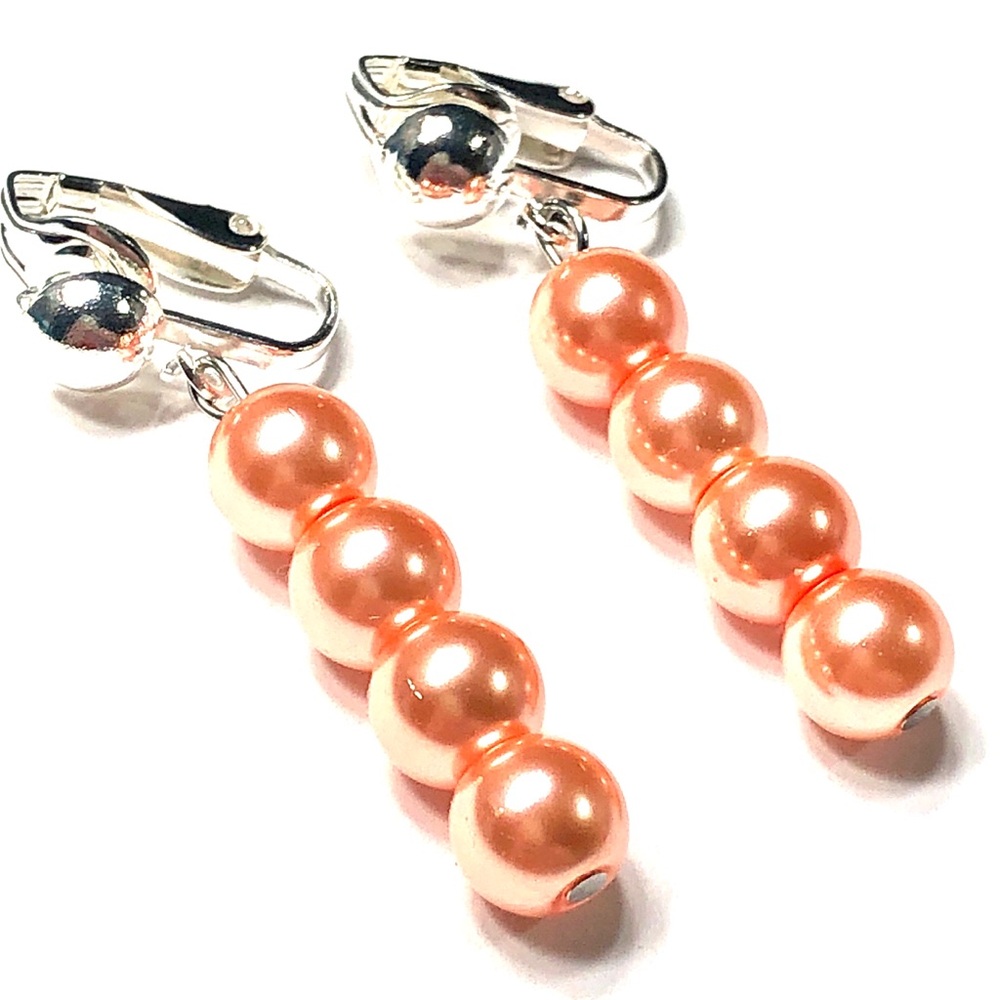 Handmade New Clip-On Pastel Peach Earrings Women Gift Easter Spring